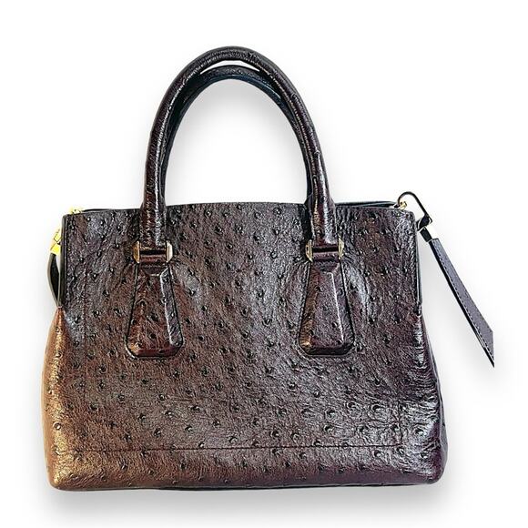 MICHAEL KORS Brown Ostrich Leather Crossbody or Satchel Includes Dust Bag NWOT - Picture 2 of 16